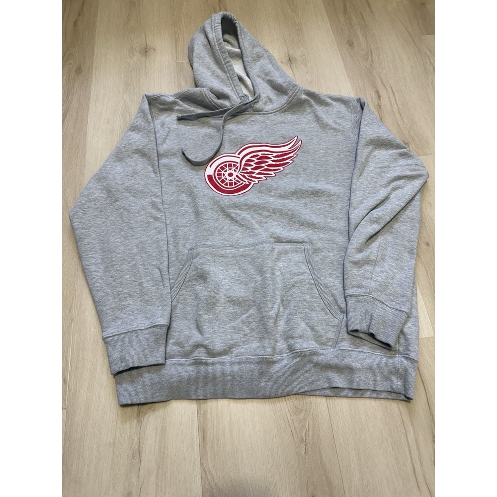 STARTER BLACK LABEL Detroit Red Wings Gray Cotton Hoodie Men's Size Large